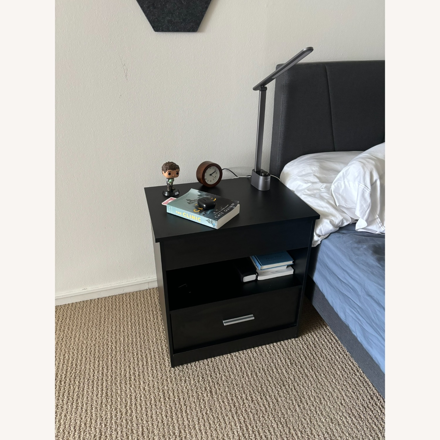 Black Wood Nightstand - image-2