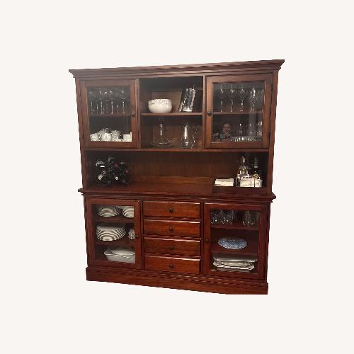 Used Pottery Barn Tucker Dark Brown Wood Sideboard for sale on AptDeco