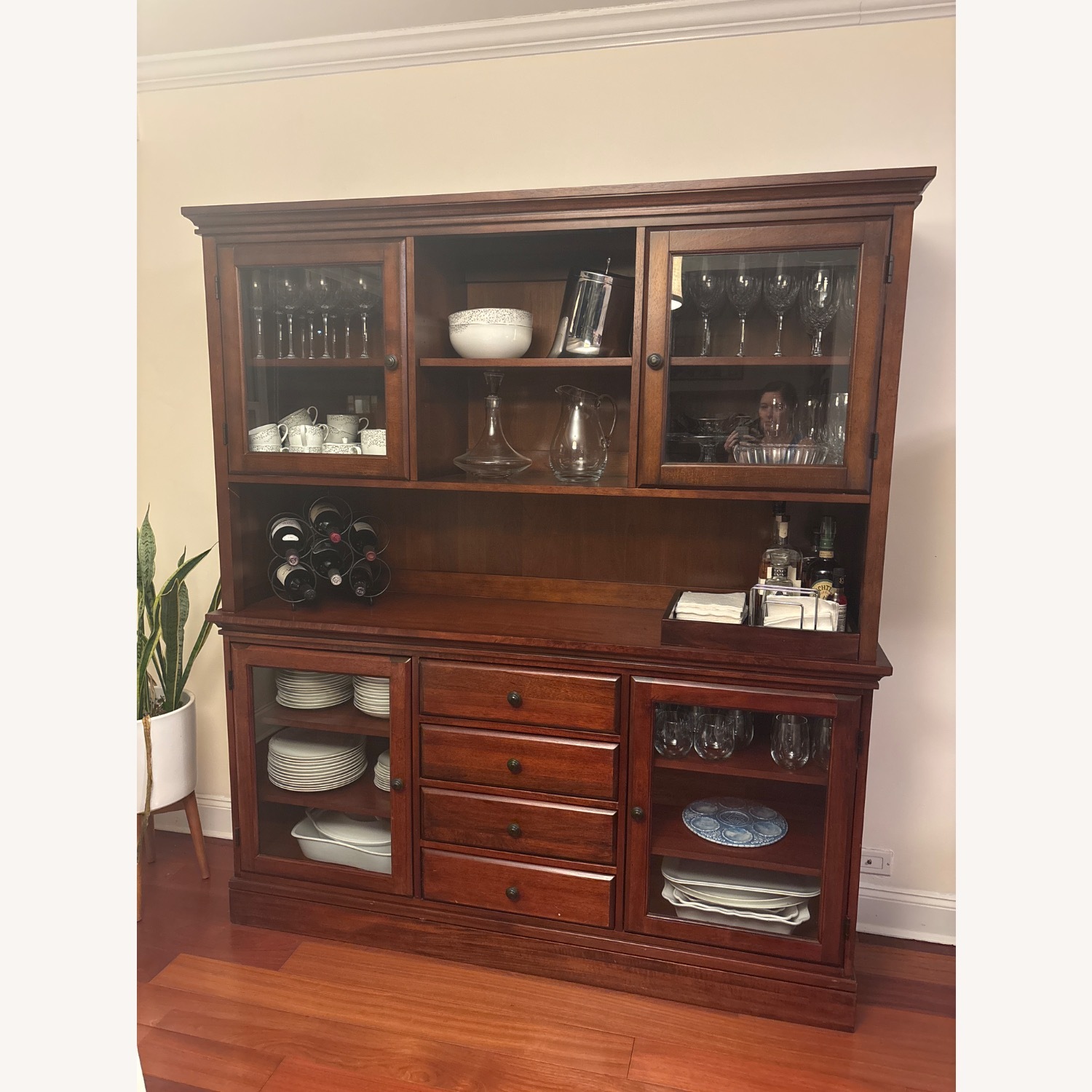 Pottery Barn Tucker Dark Brown Wood Sideboard - image-1