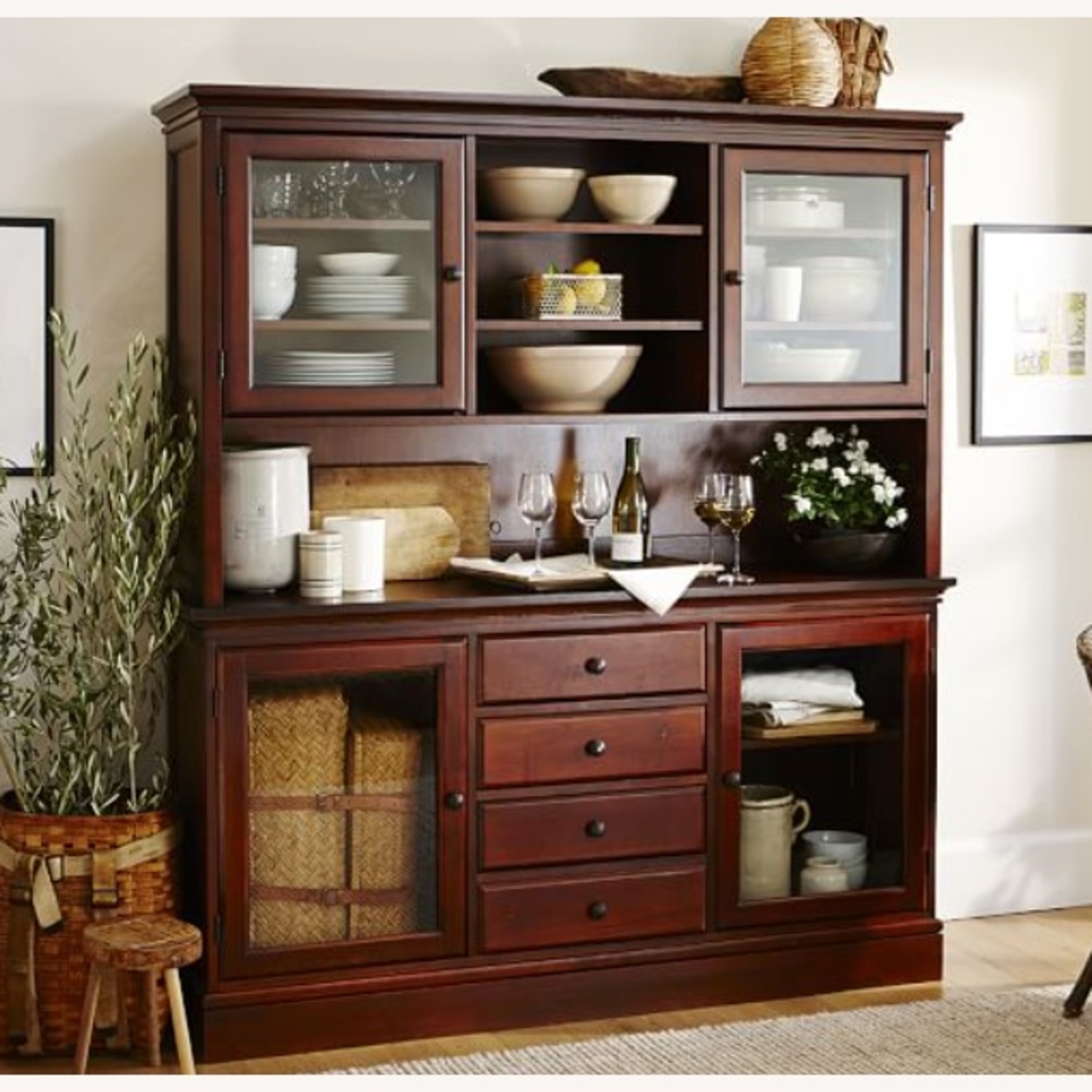 Pottery Barn Tucker Dark Brown Wood Sideboard - image-5