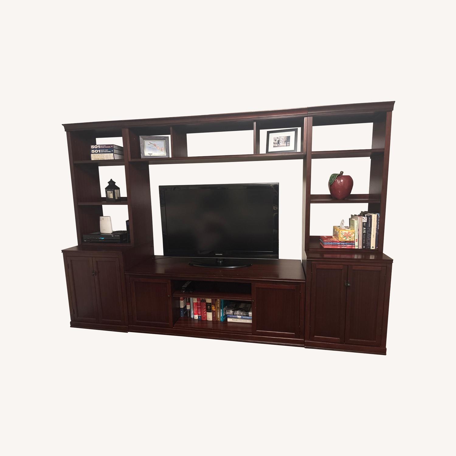 Pottery Barn Logan Dark Brown Wood Media Storage - image-0