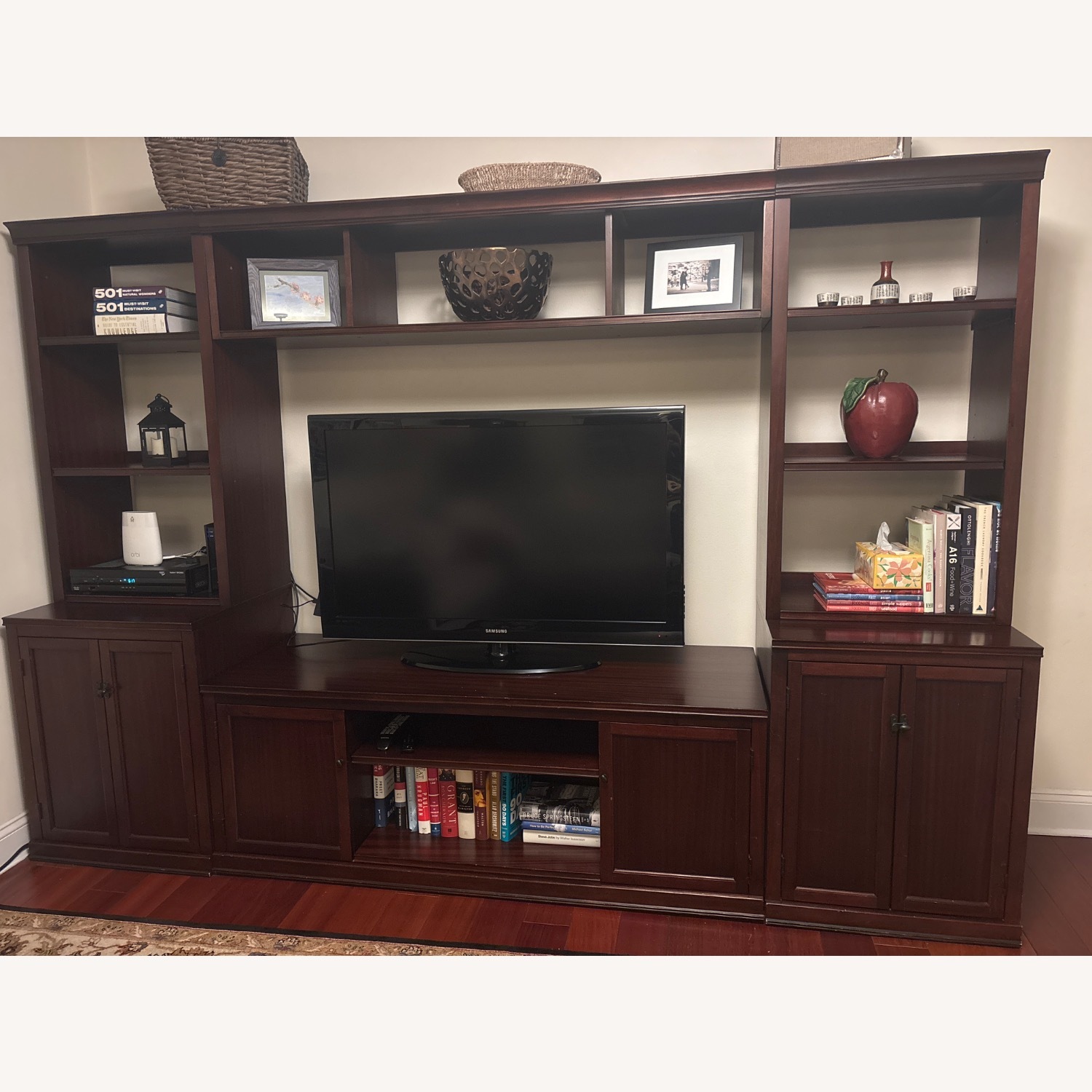 Pottery Barn Logan Dark Brown Wood Media Storage - image-1