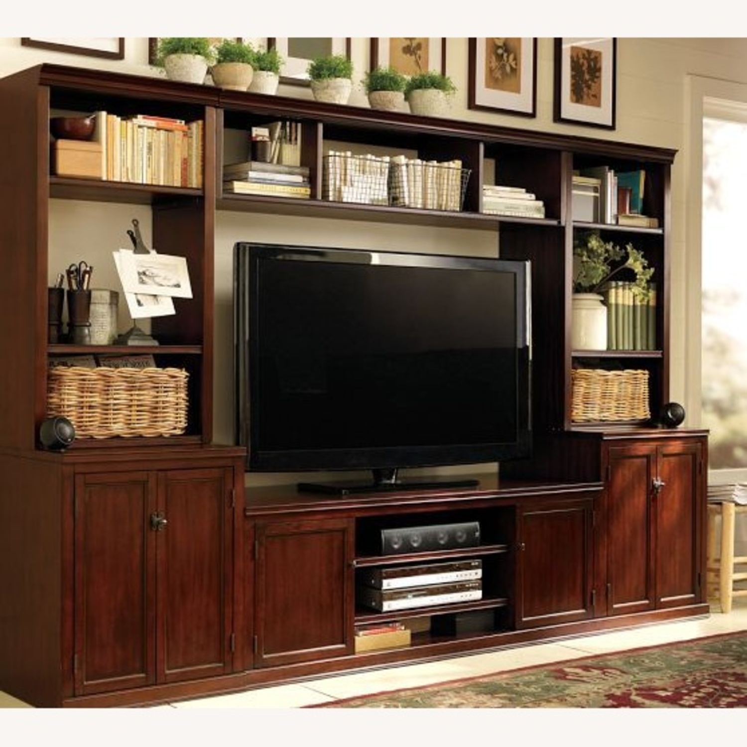 Pottery Barn Logan Dark Brown Wood Media Storage - image-8
