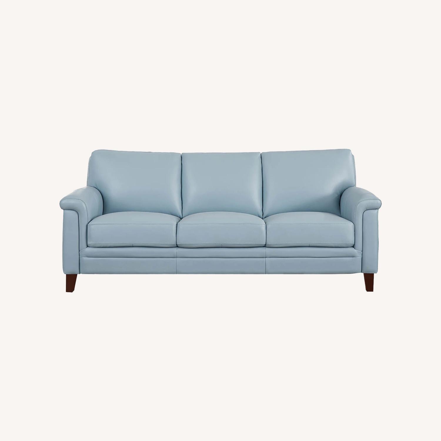 Living Spaces Westcott Blue Leather 2 Seater Sofa - image-0