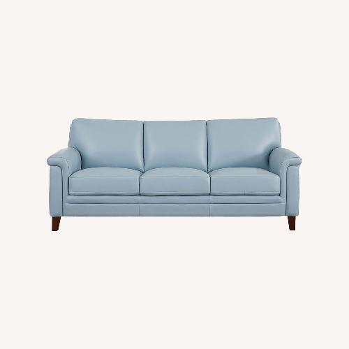 Used Living Spaces Westcott Blue Leather 2 Seater Sofa for sale on AptDeco