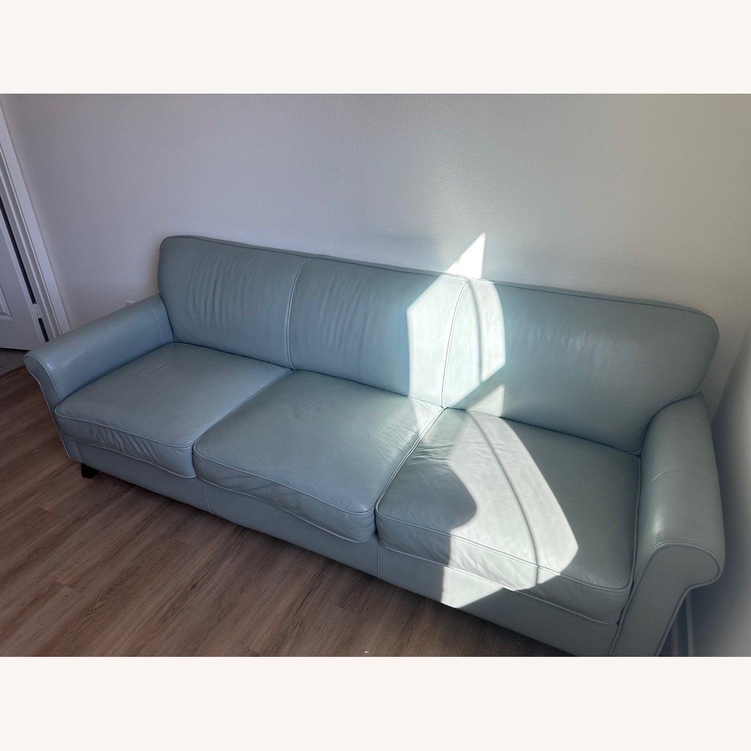 Living Spaces Westcott Blue Leather 2 Seater Sofa - image-4