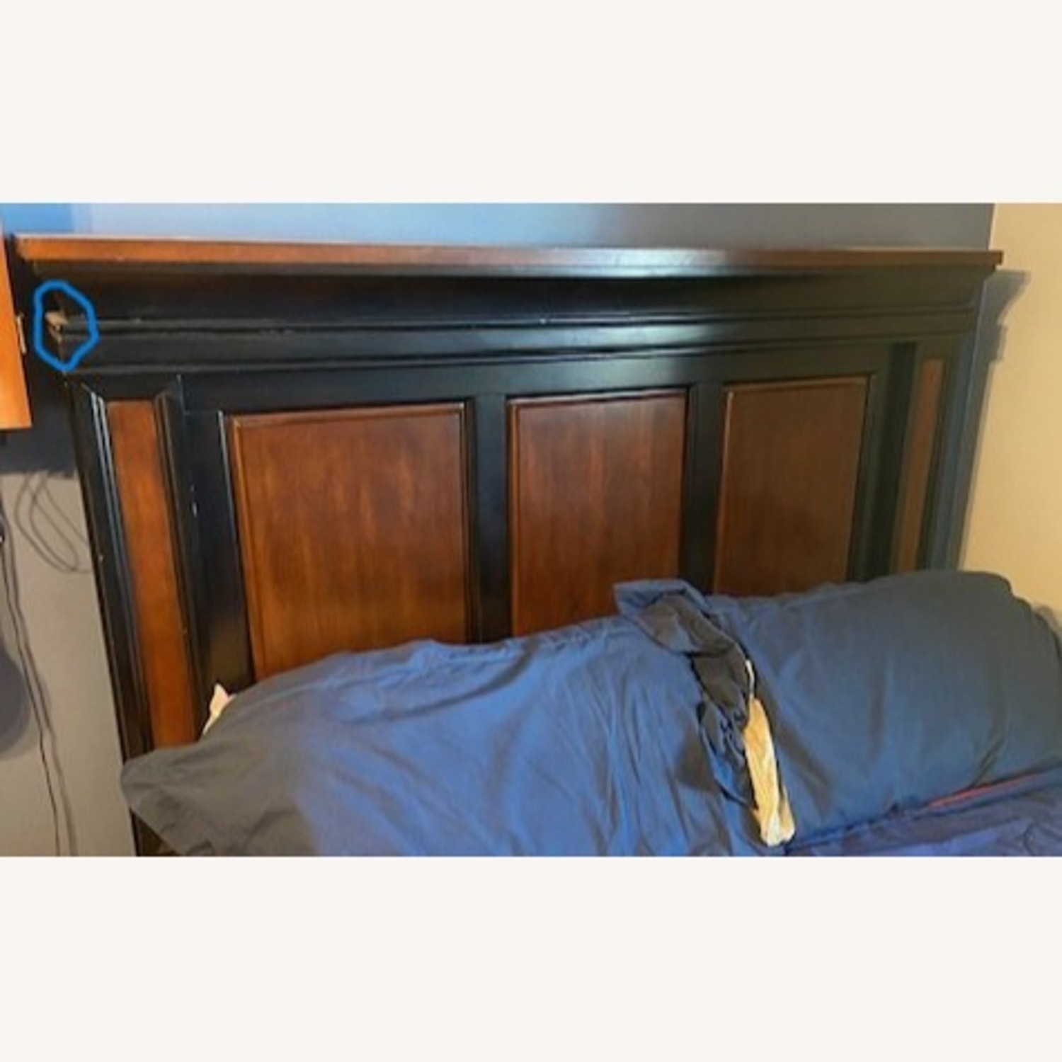 Dark Brown Wood Headboard & Footboard - image-3