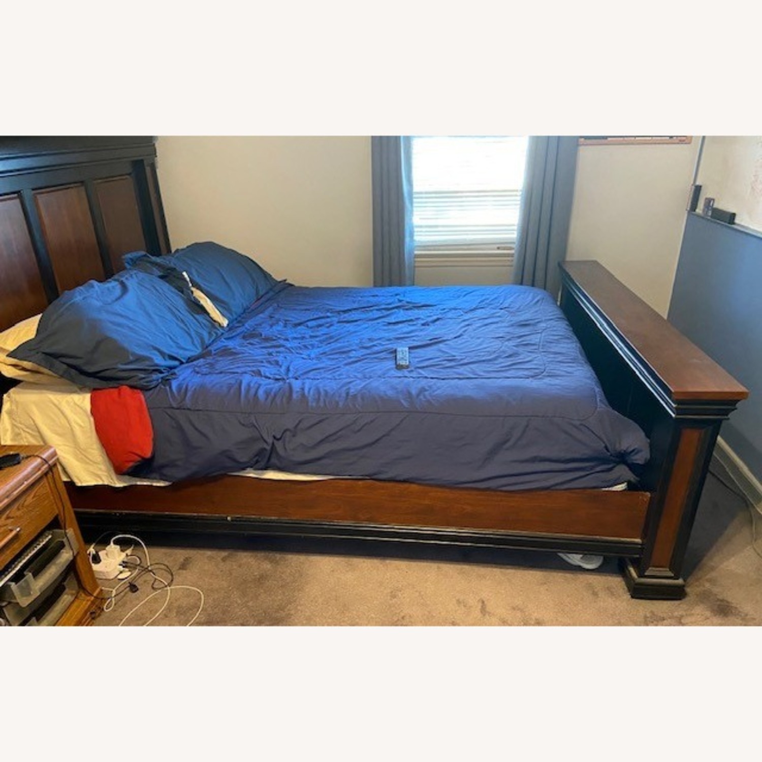 Dark Brown Wood Headboard & Footboard - image-2
