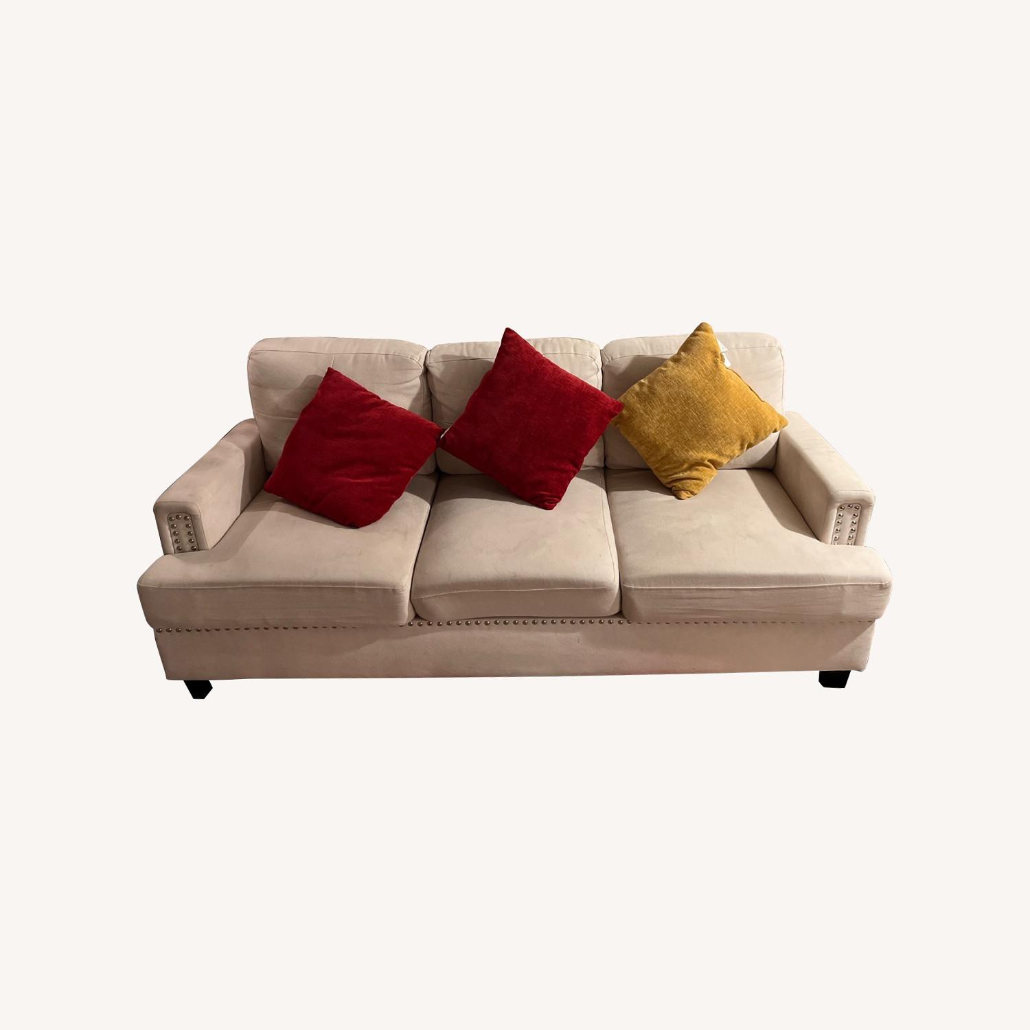 Wade Logan White Fabric 3+ Seater Sofa - image-0