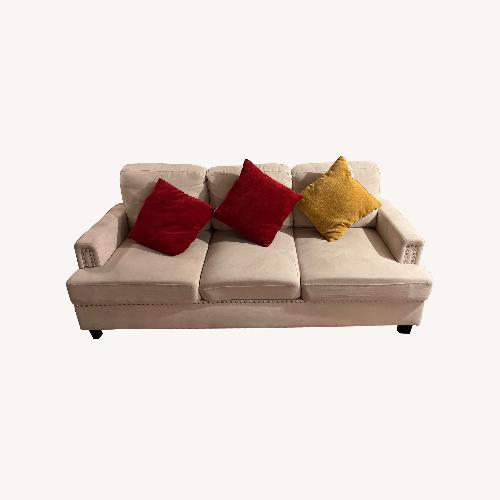 Used Wade Logan White Fabric 3+ Seater Sofa for sale on AptDeco