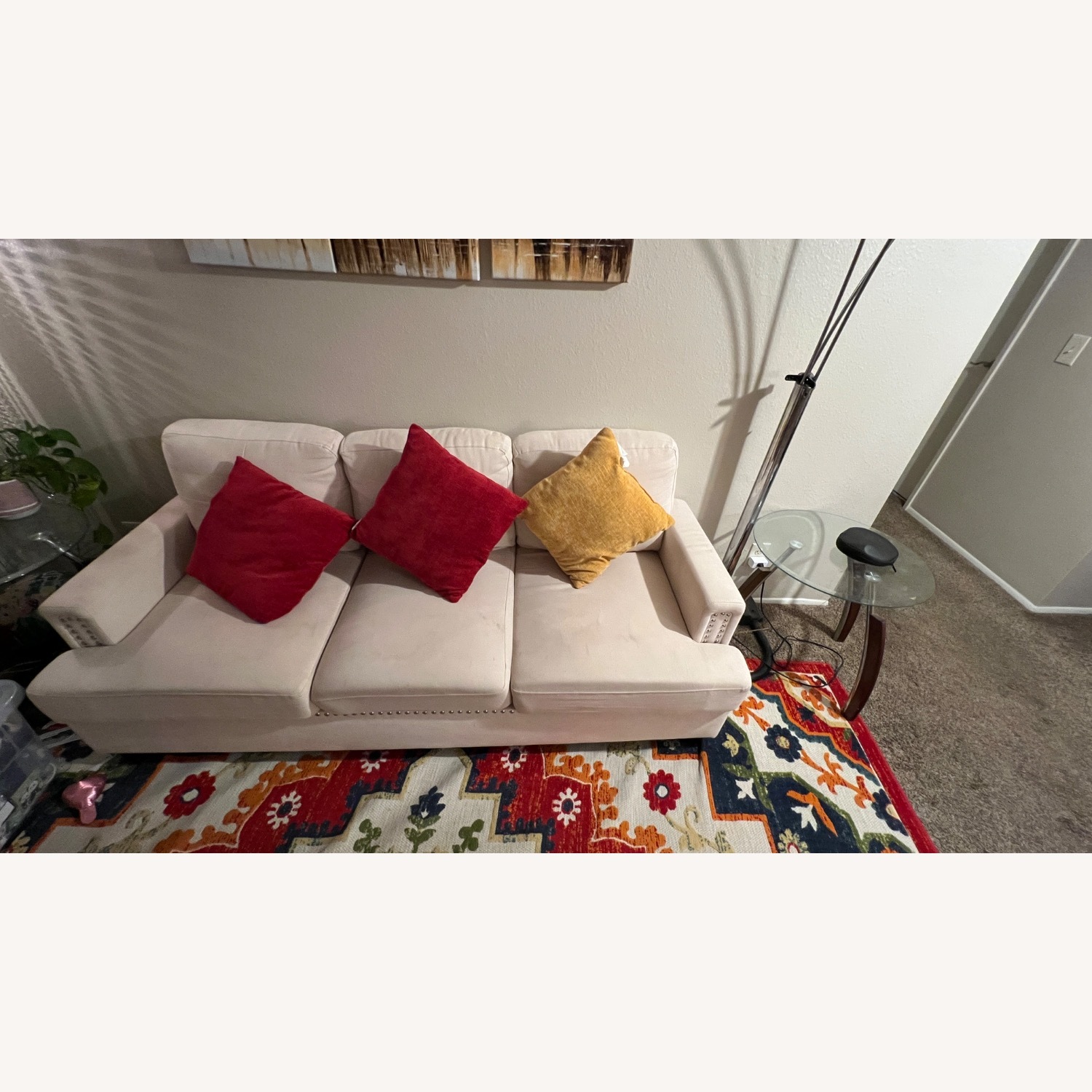 Wade Logan White Fabric 3+ Seater Sofa - image-2