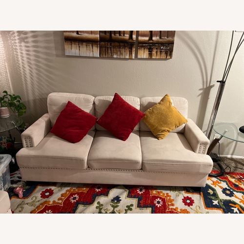 Used Wade Logan White Fabric 3+ Seater Sofa for sale on AptDeco