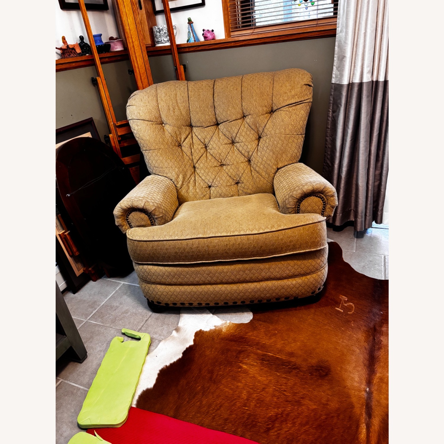 Lane Furniture Gold Fabric Recliner - image-1