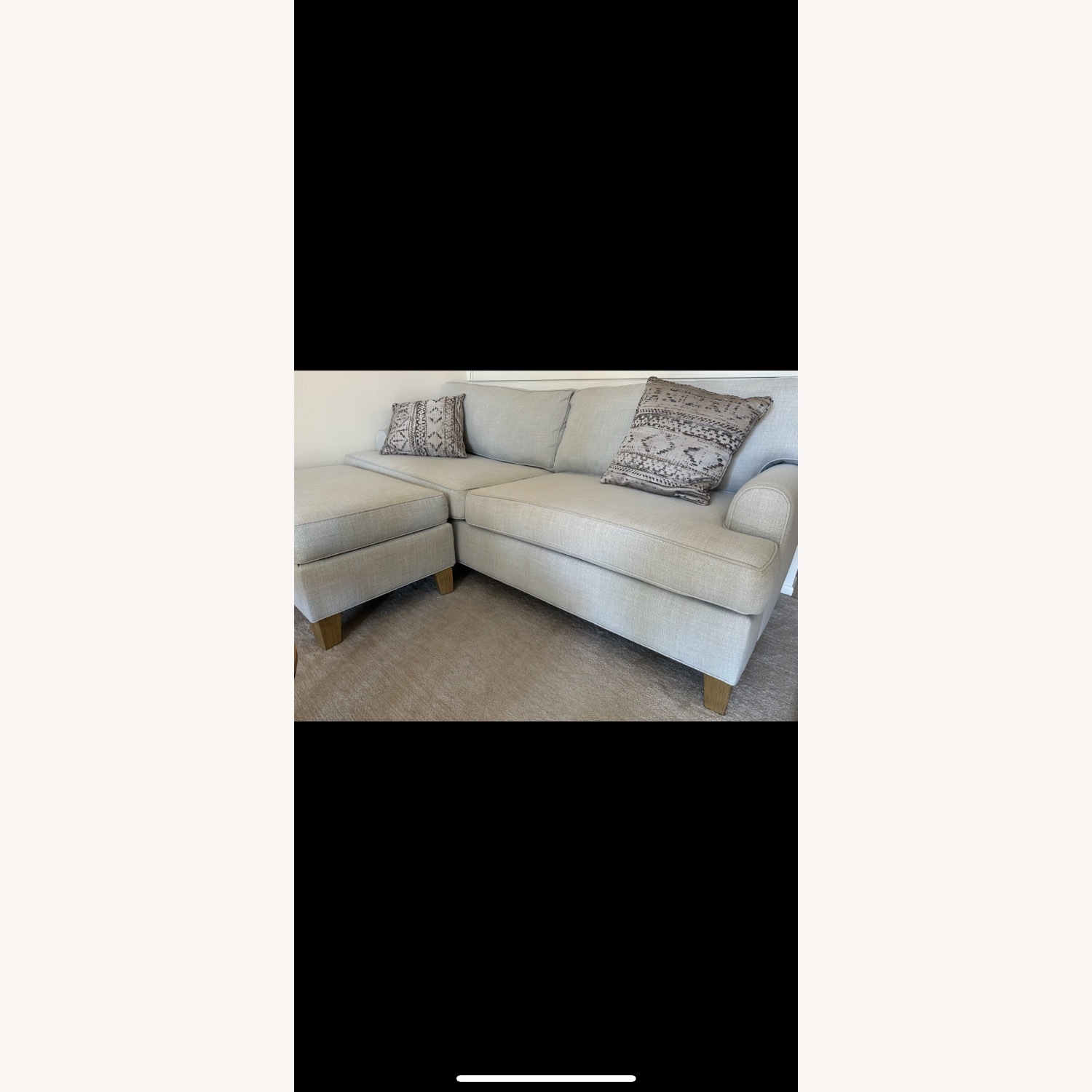 Living Spaces Emerson Light Gray Loveseat With Ottoman - image-2