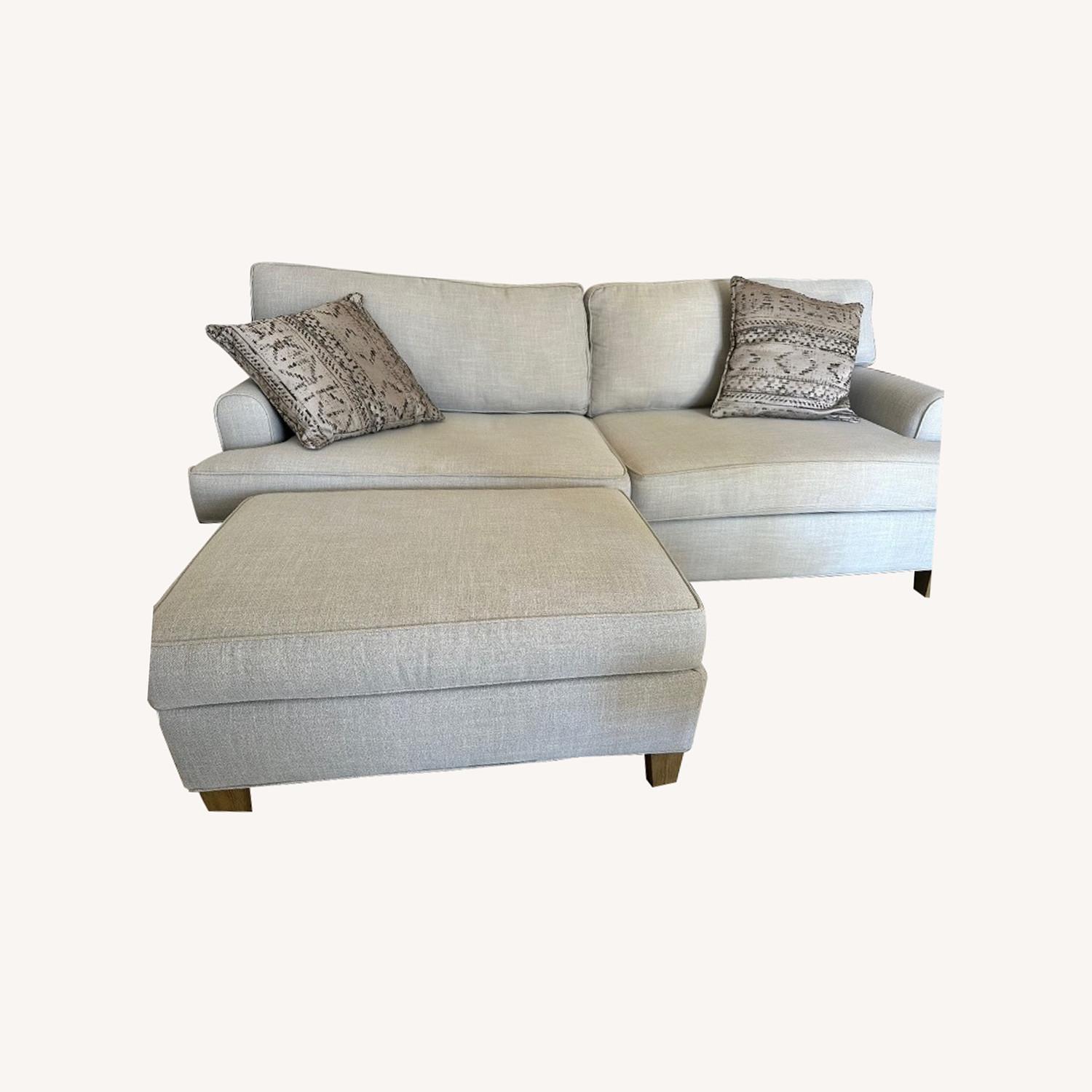 Living Spaces Emerson Light Gray Loveseat With Ottoman - image-0