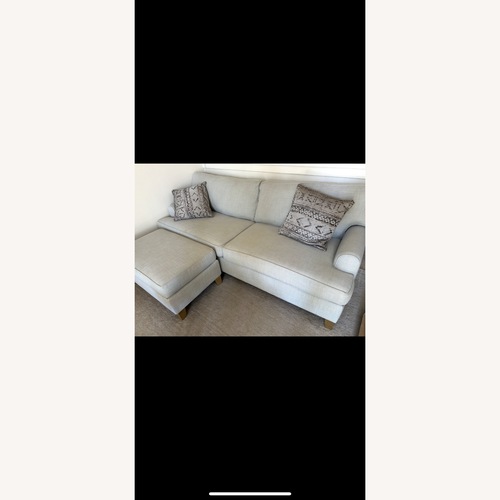 Used Living Spaces Emerson Light Gray Loveseat With Ottoman for sale on AptDeco