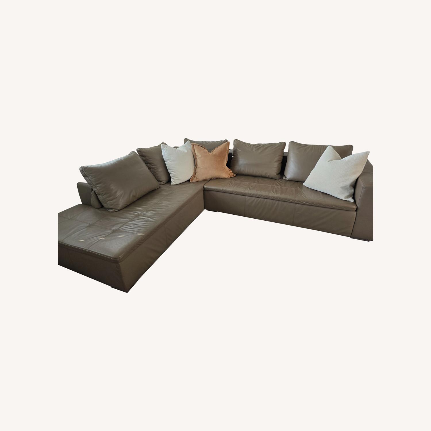 BoConcept Mezzo Modern Taupe Leather 2 Piece Sectional - image-0
