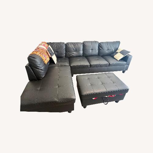 Used Black Faux Leather 3+ Seater Sofa for sale on AptDeco