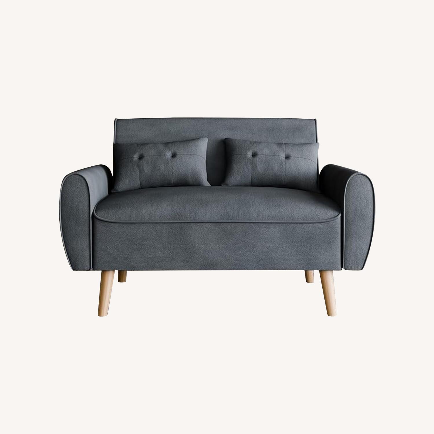 Modern Dark Grey Fabric Loveseat - image-0