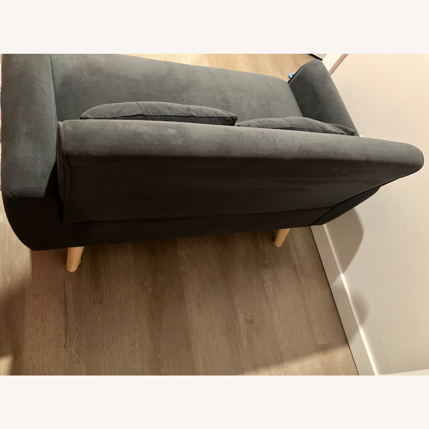 Modern Dark Grey Fabric Loveseat - image-4