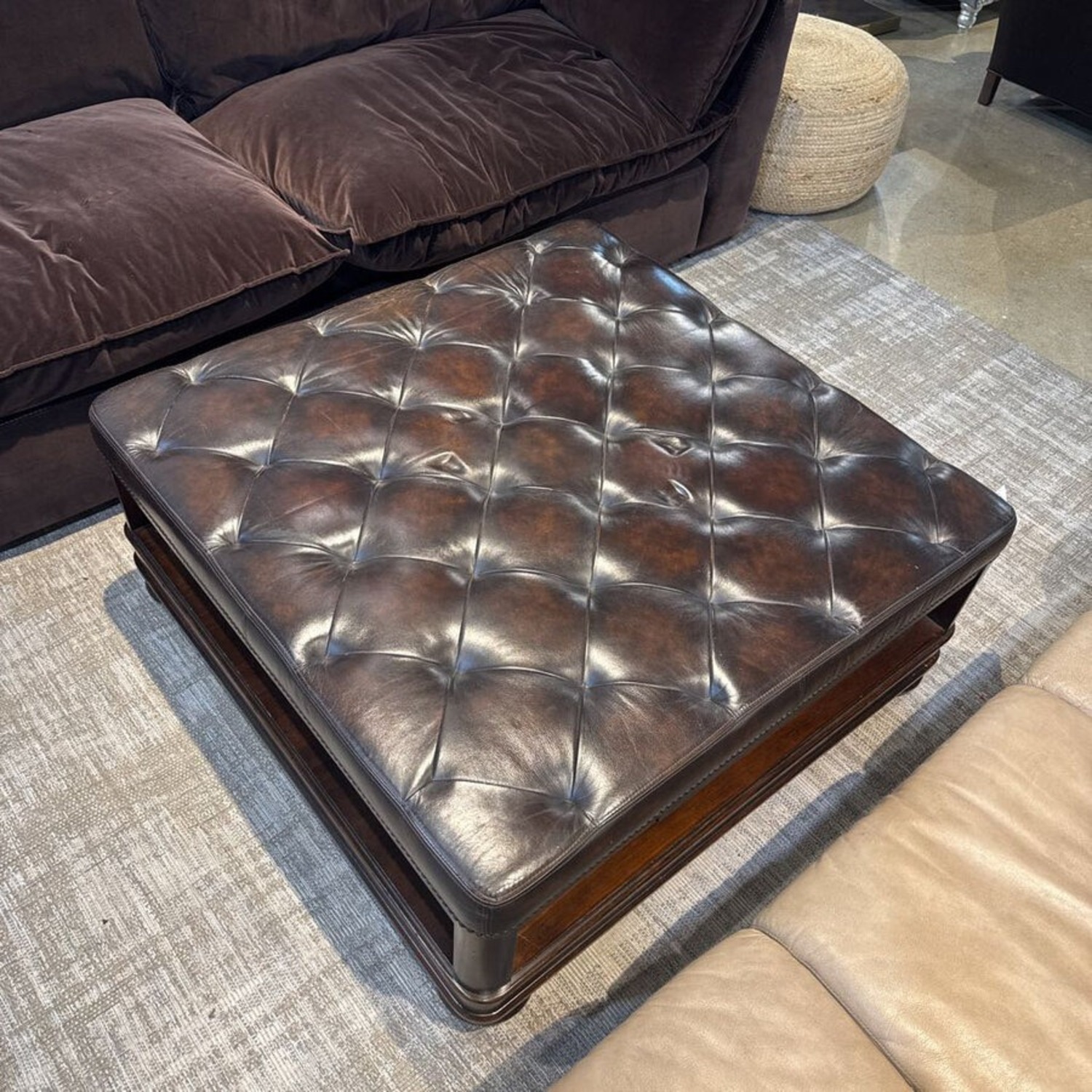 Oversized Square Ottoman Style 2-Tier Coffee Table - image-2