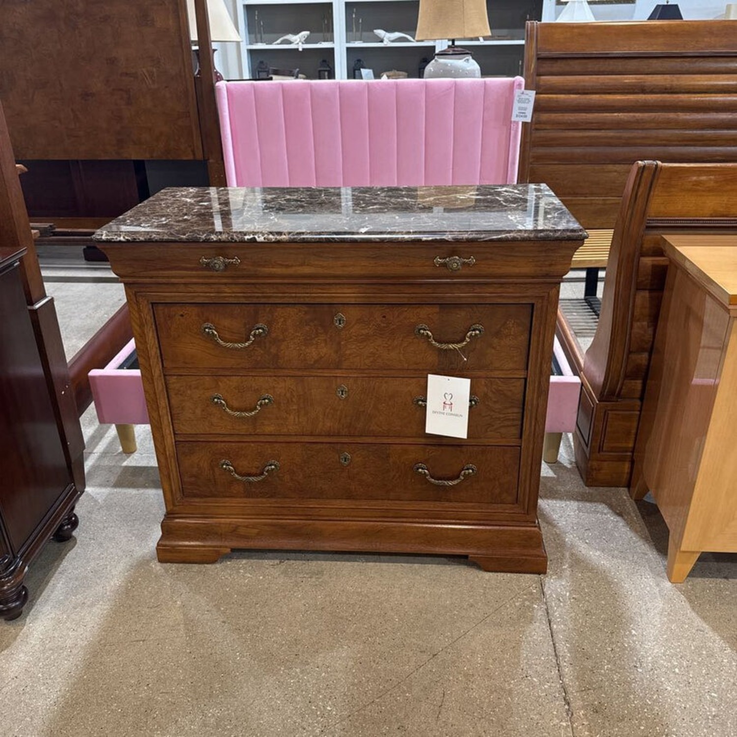 4-Drawer W Marble Top & Jewelry Tray Dresser - image-1