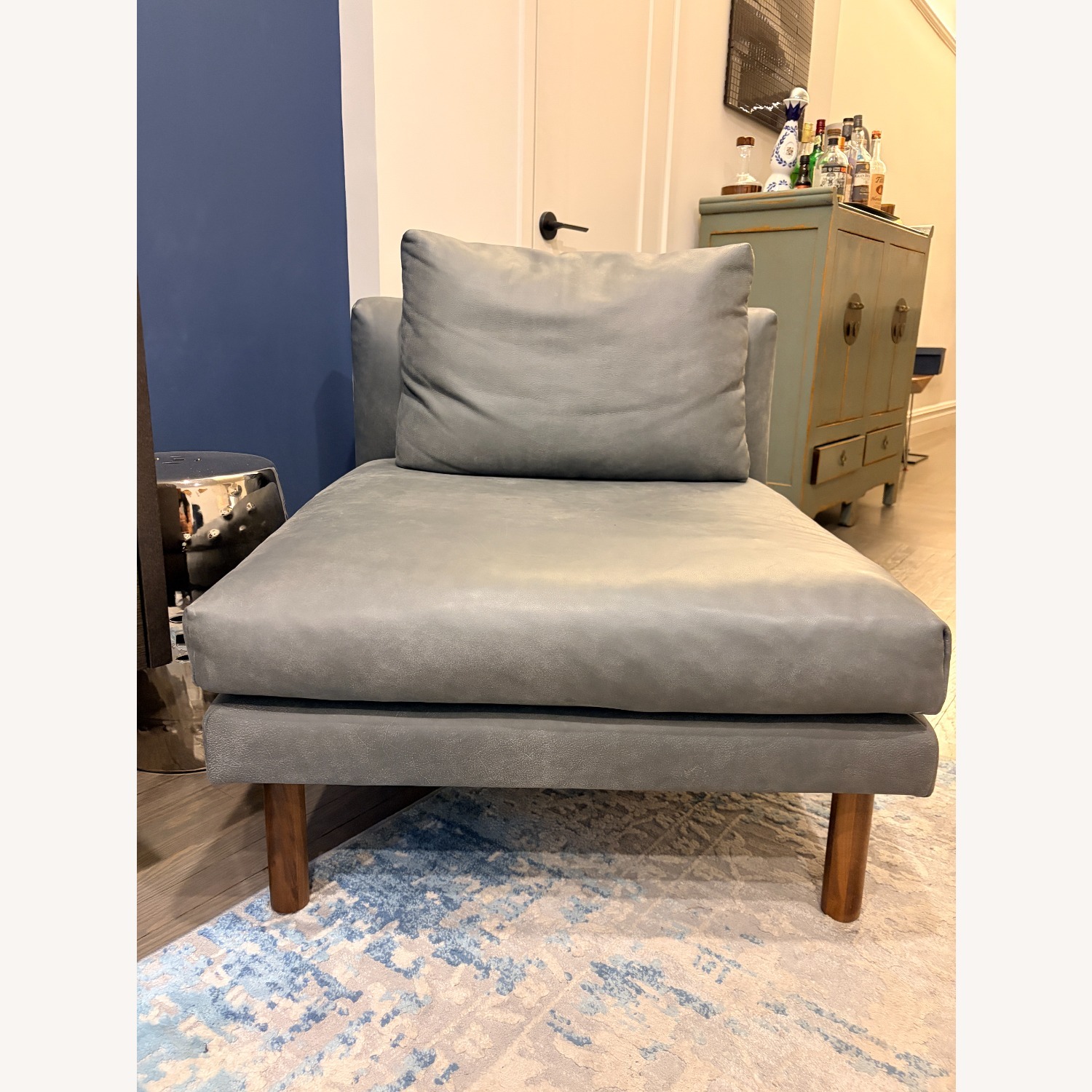 EQ3 Replay Light Gray Leather Accent Chair - image-1