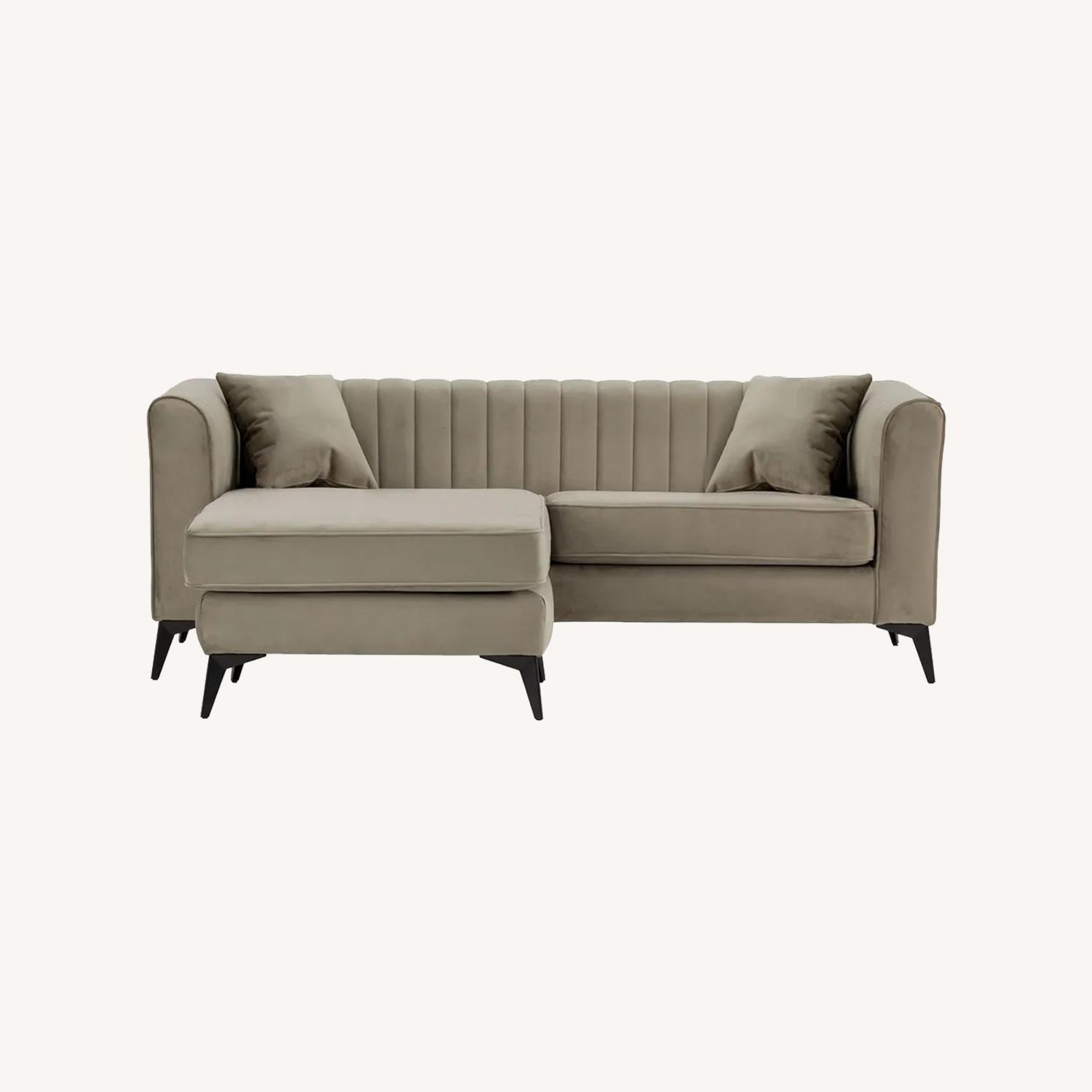 Dark Gray Velvet 3+ Piece Sectional - image-0