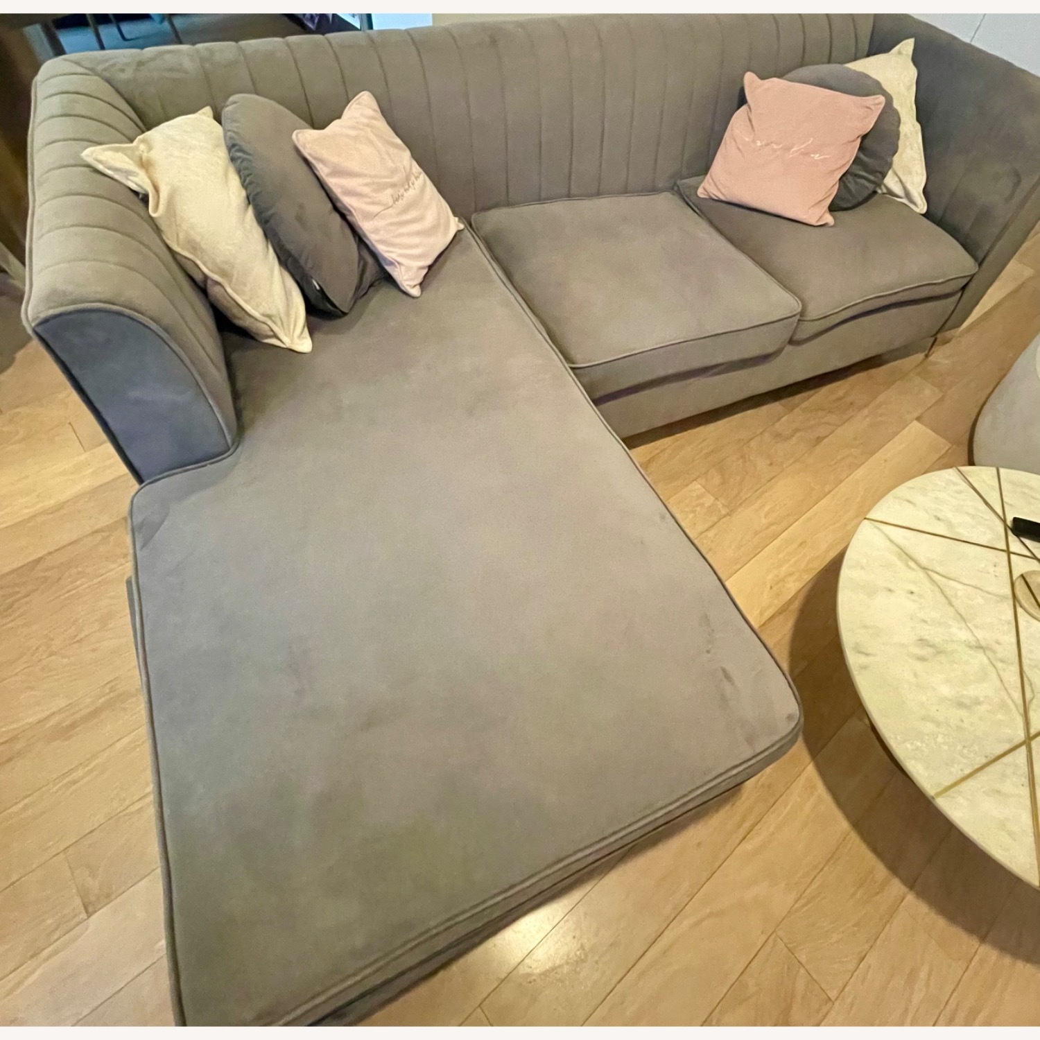 Dark Gray Velvet 3+ Piece Sectional - image-1