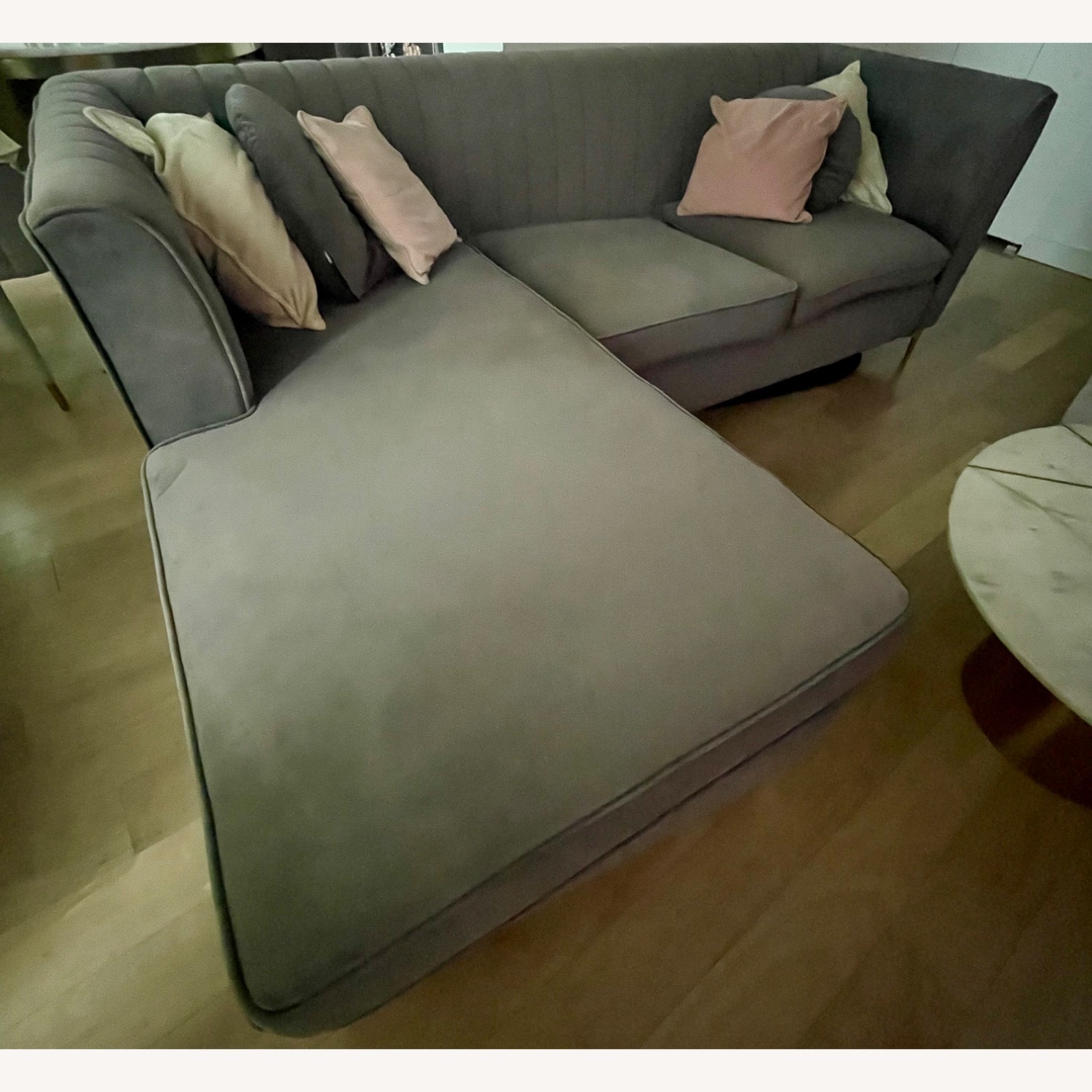 Dark Gray Velvet 3+ Piece Sectional - image-4