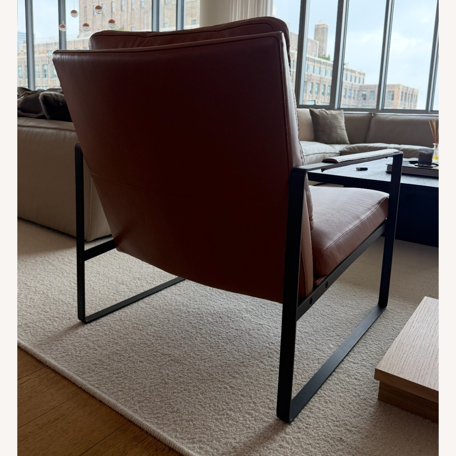 Camerich Custom Orange Leather Accent Chair - image-3