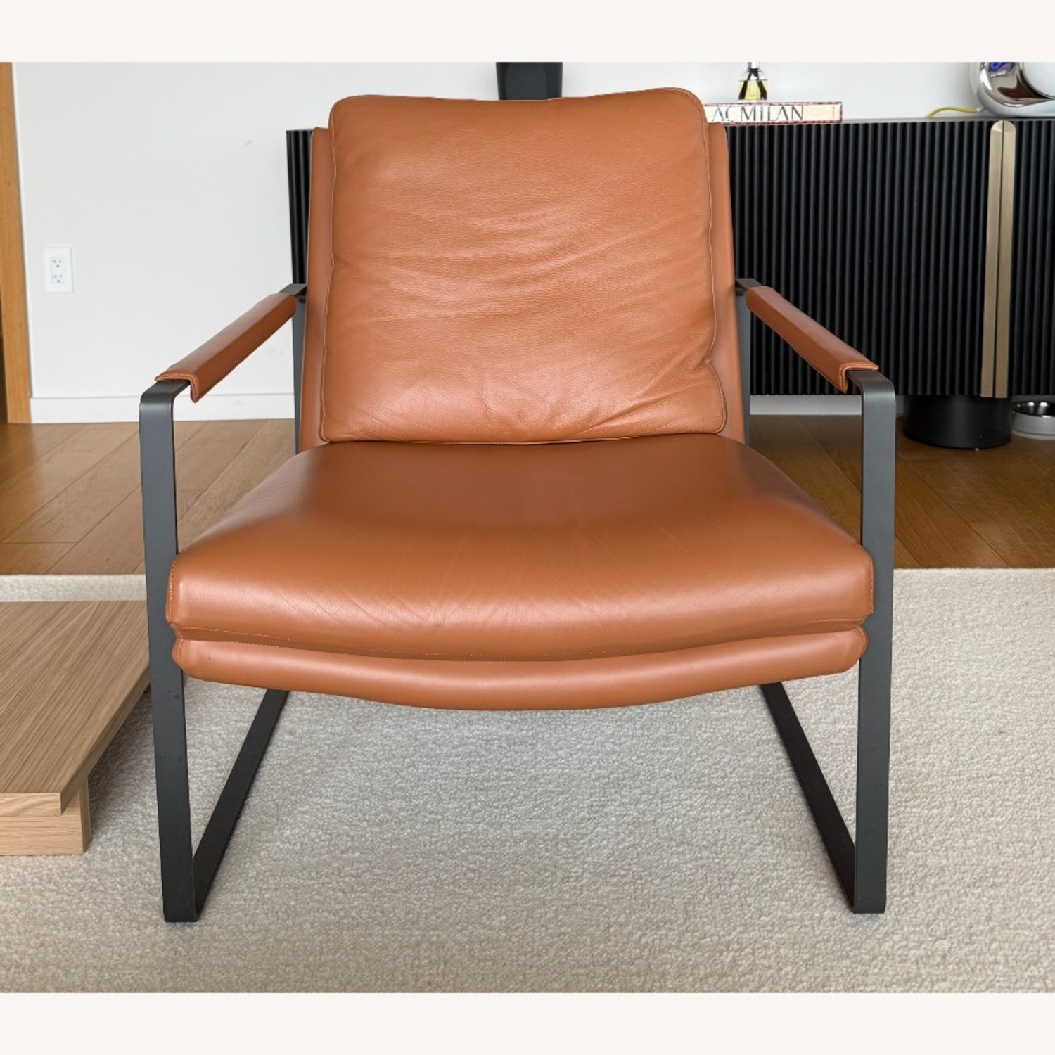 Camerich Custom Orange Leather Accent Chair - image-2