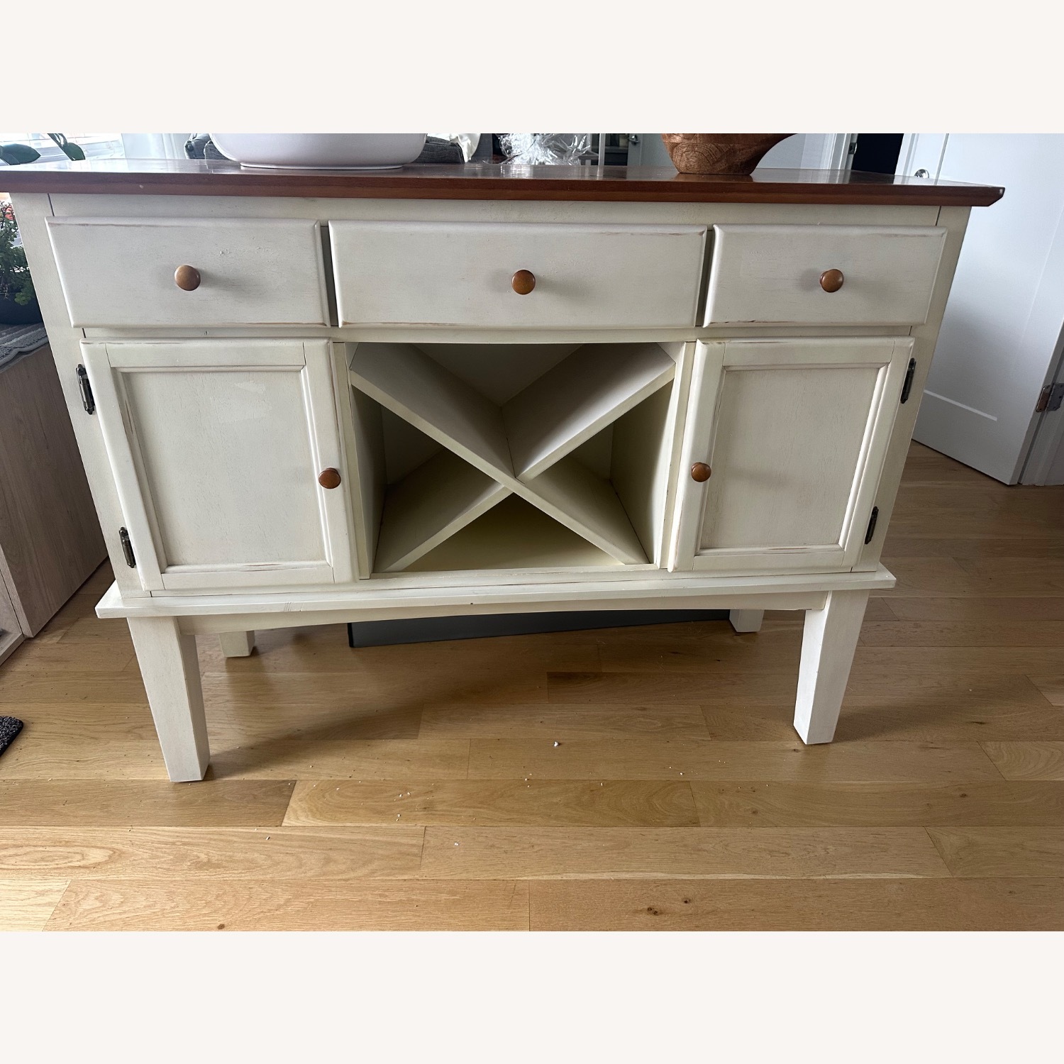 Vintage/Antique White Wood Sideboard - image-1