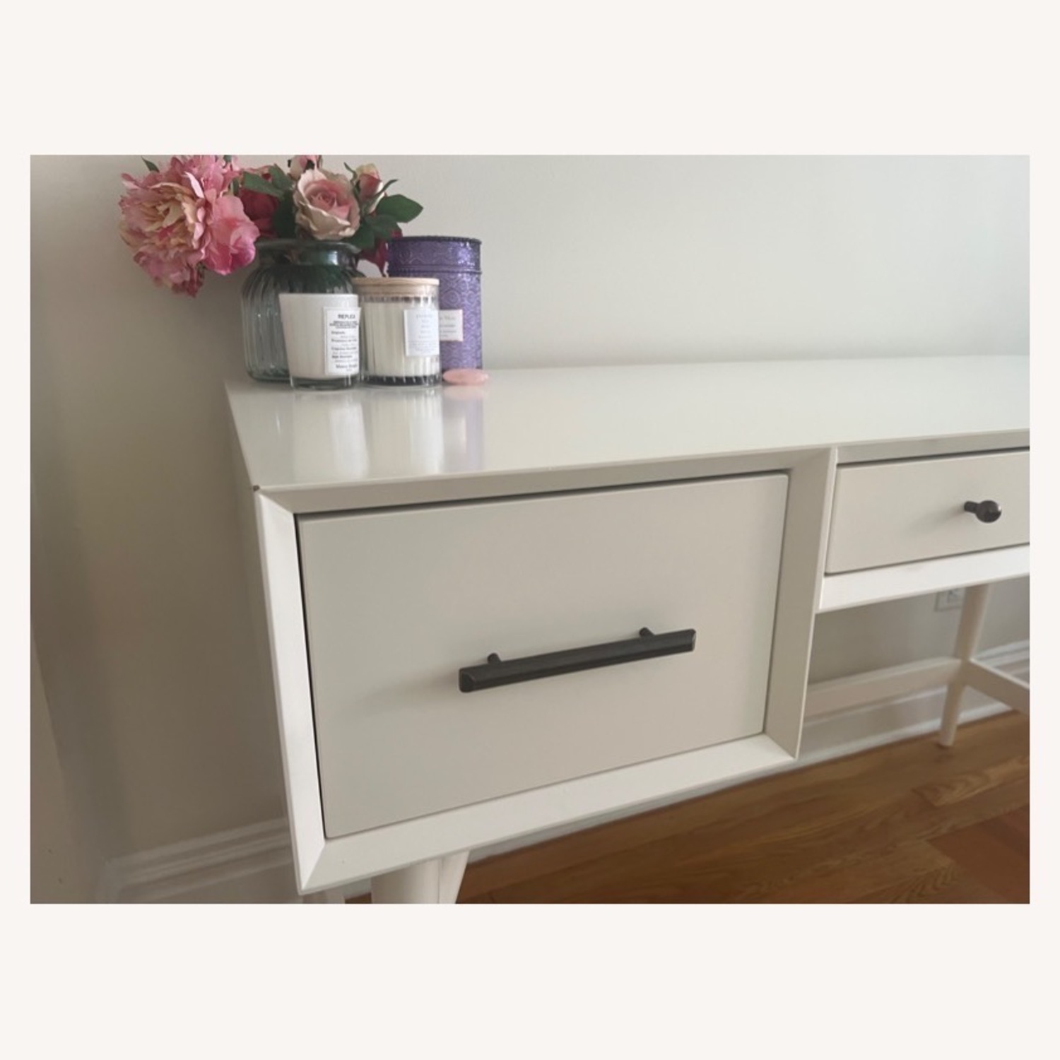 West Elm White Mid-Century Desk (52'') - image-4