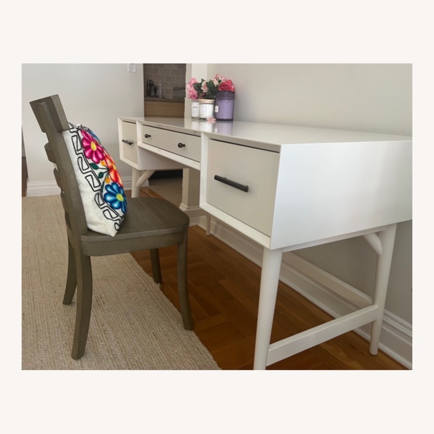 West Elm White Mid-Century Desk (52'') - image-3