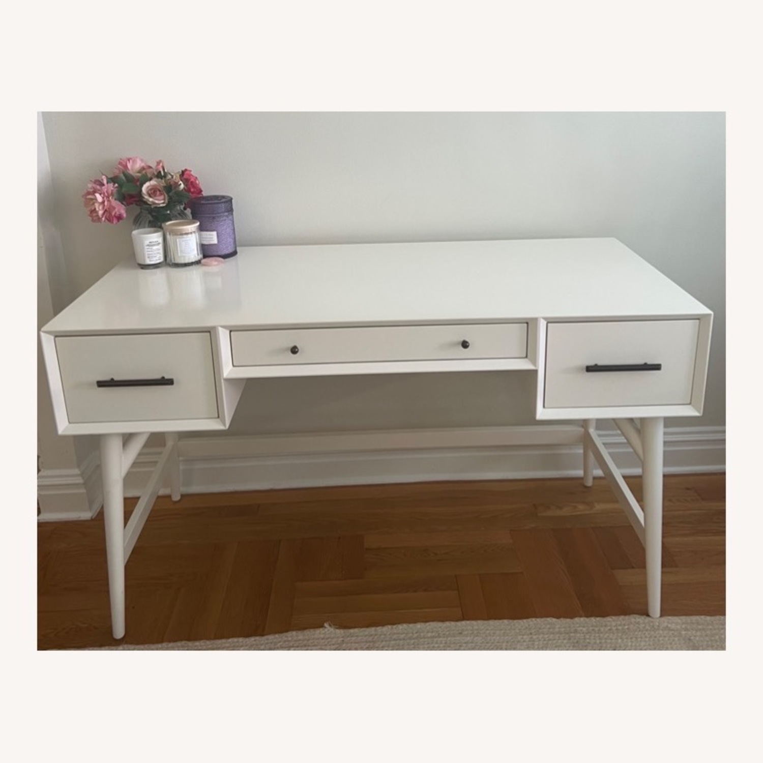 West Elm White Mid-Century Desk (52'') - image-1