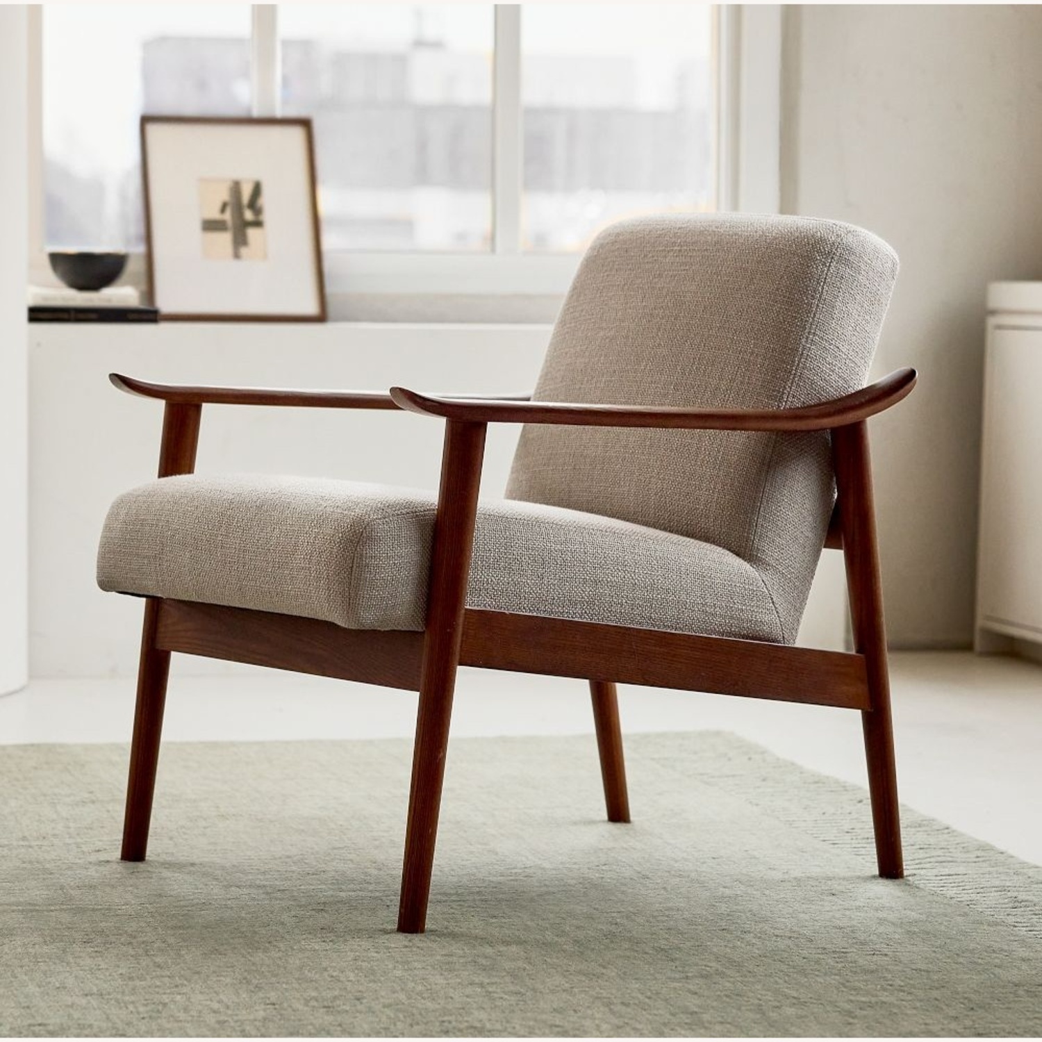 West Elm Dark Brown Wood Armchair - image-6