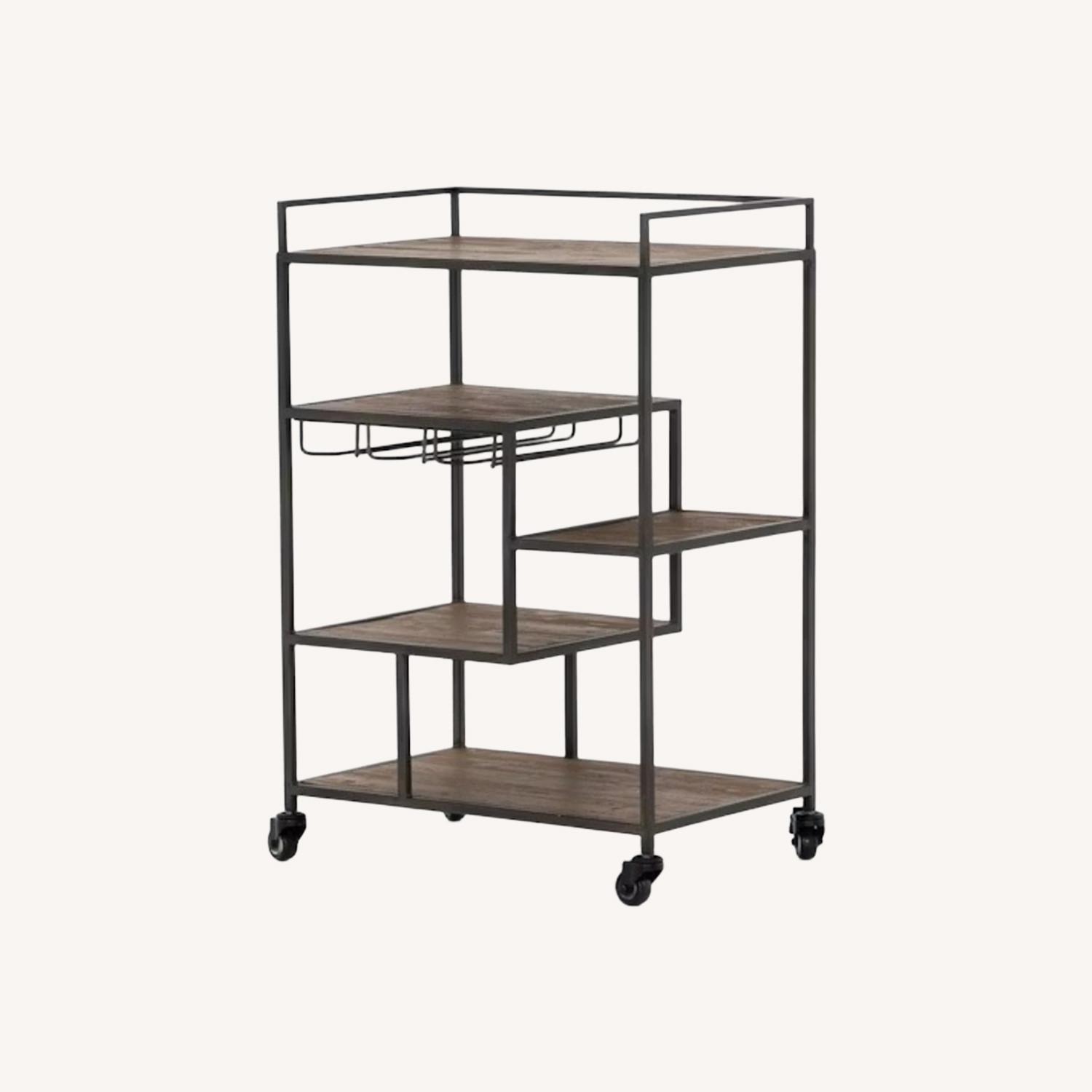 Four Hands Helena Dark Brown Wood Bar Cart - image-0