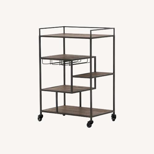 Used Four Hands Helena Dark Brown Wood Bar Cart for sale on AptDeco
