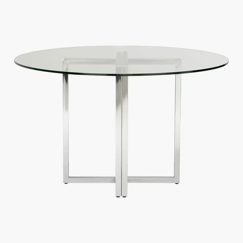 Used CB2 Silverado Chrome 47" Round Dining Table for sale on AptDeco