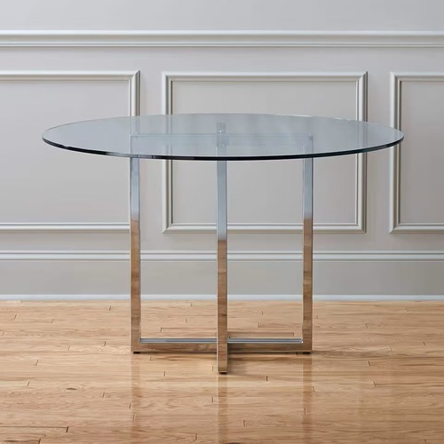 Used CB2 Silverado Chrome 47" Round Dining Table for sale on AptDeco