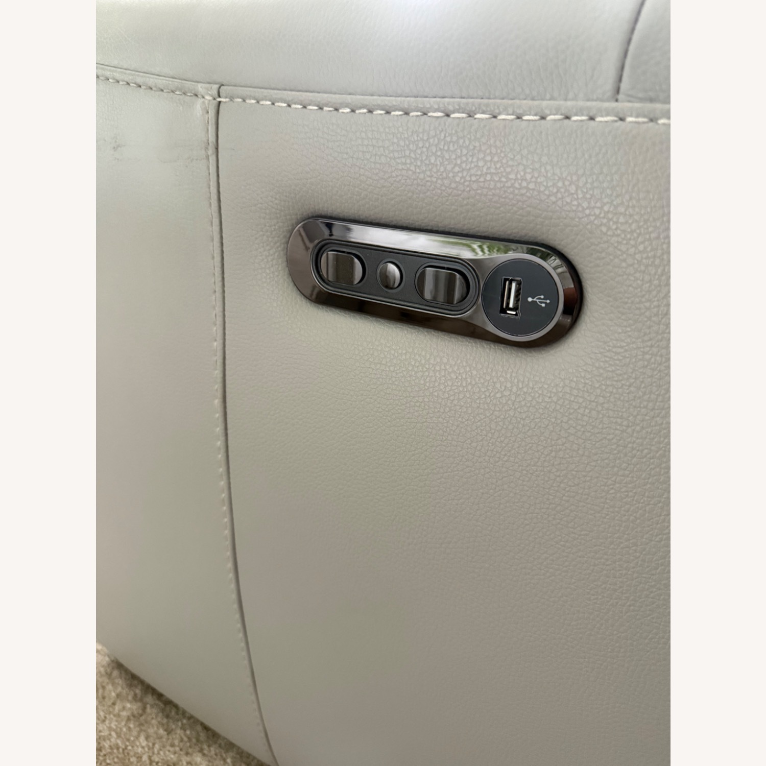 Havertys Light Gray Leather 3+ Piece Sectional - image-2