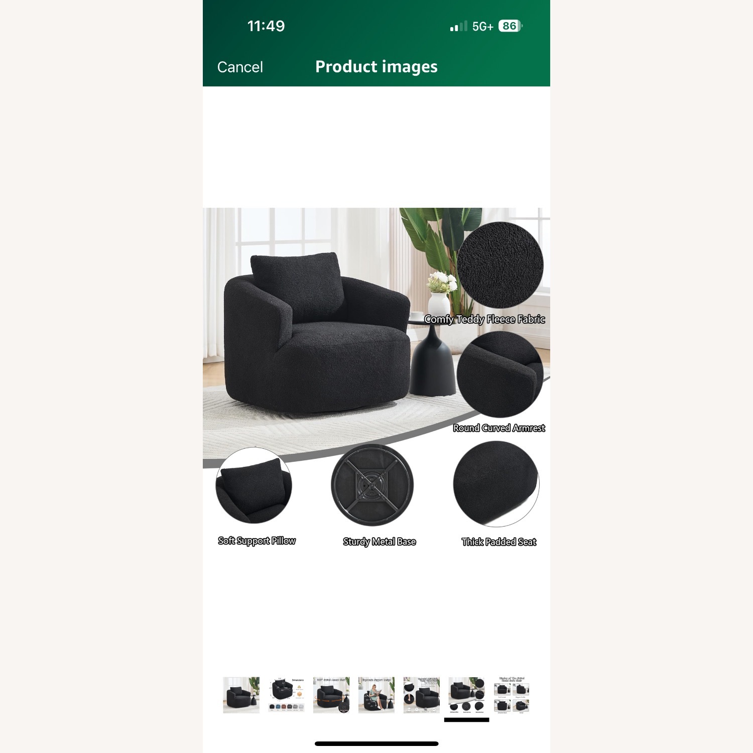 Black Fabric Accent Chairs - image-3