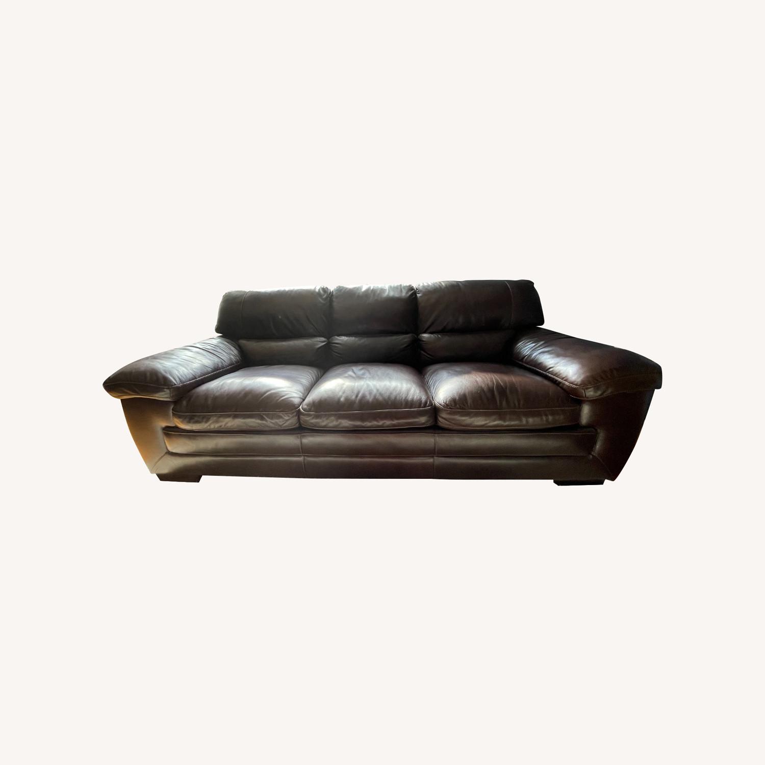 Simo-ffo Dark Brown Leather 3+ Seater Sofa - image-0