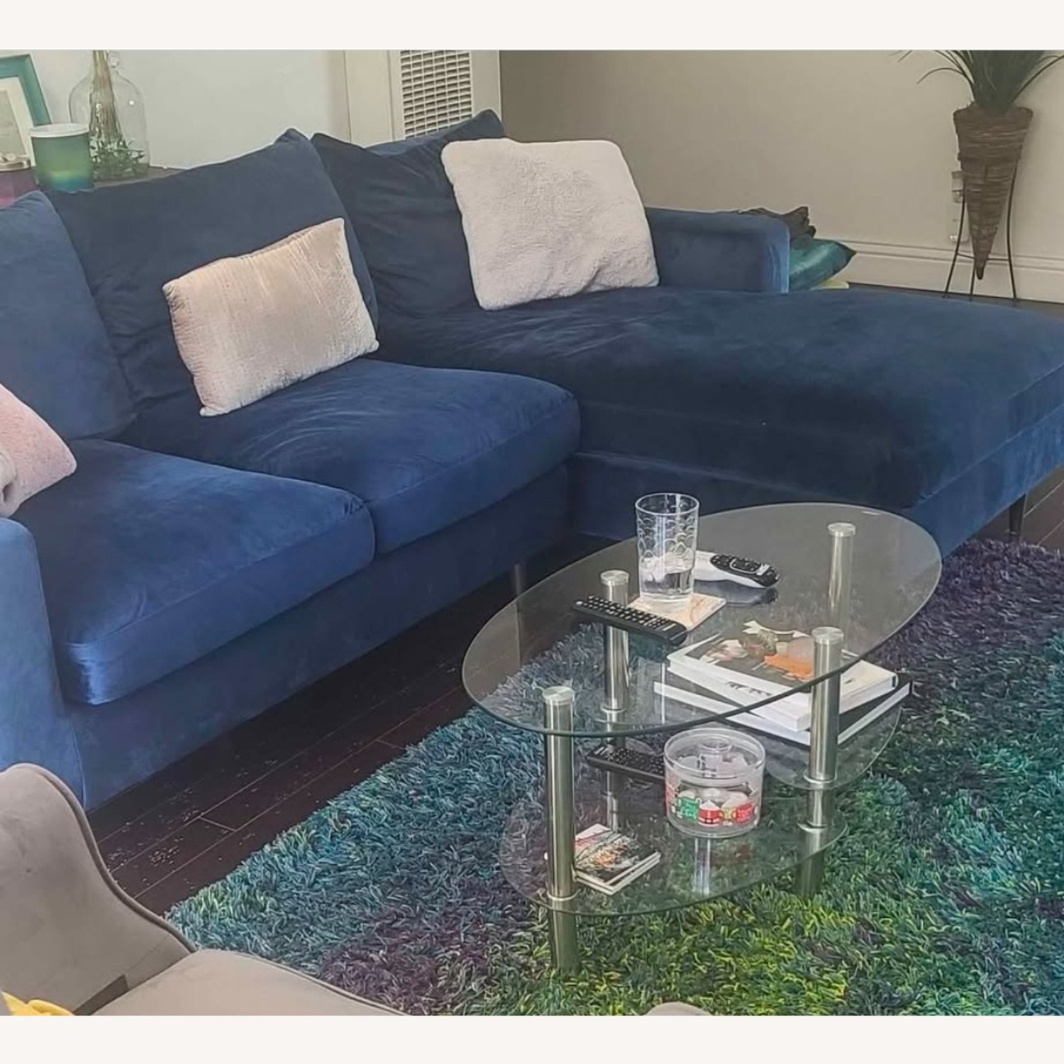 Interior Define Mod Velvet Sofa & Chaise - image-1