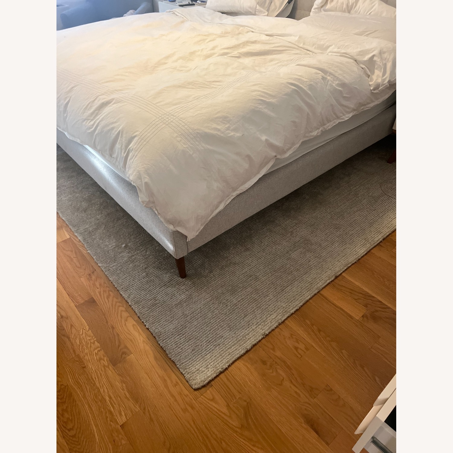 West Elm Emmett Grid Tufting, Bed, King, Chenille Tweed, Frost Gray, Cool Walnut - image-3