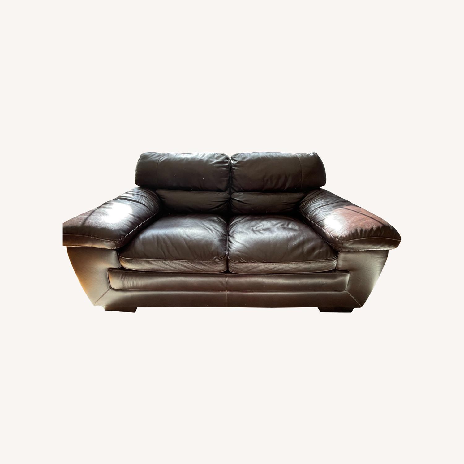 Simo-ffo Dark Brown Leather Loveseat - image-0