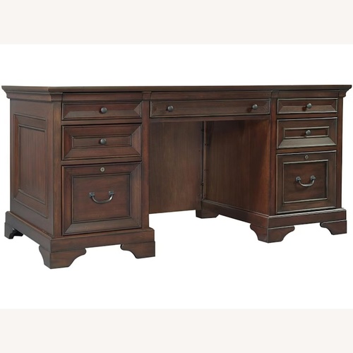 Used Flexsteel Dark Brown Wood Desk for sale on AptDeco