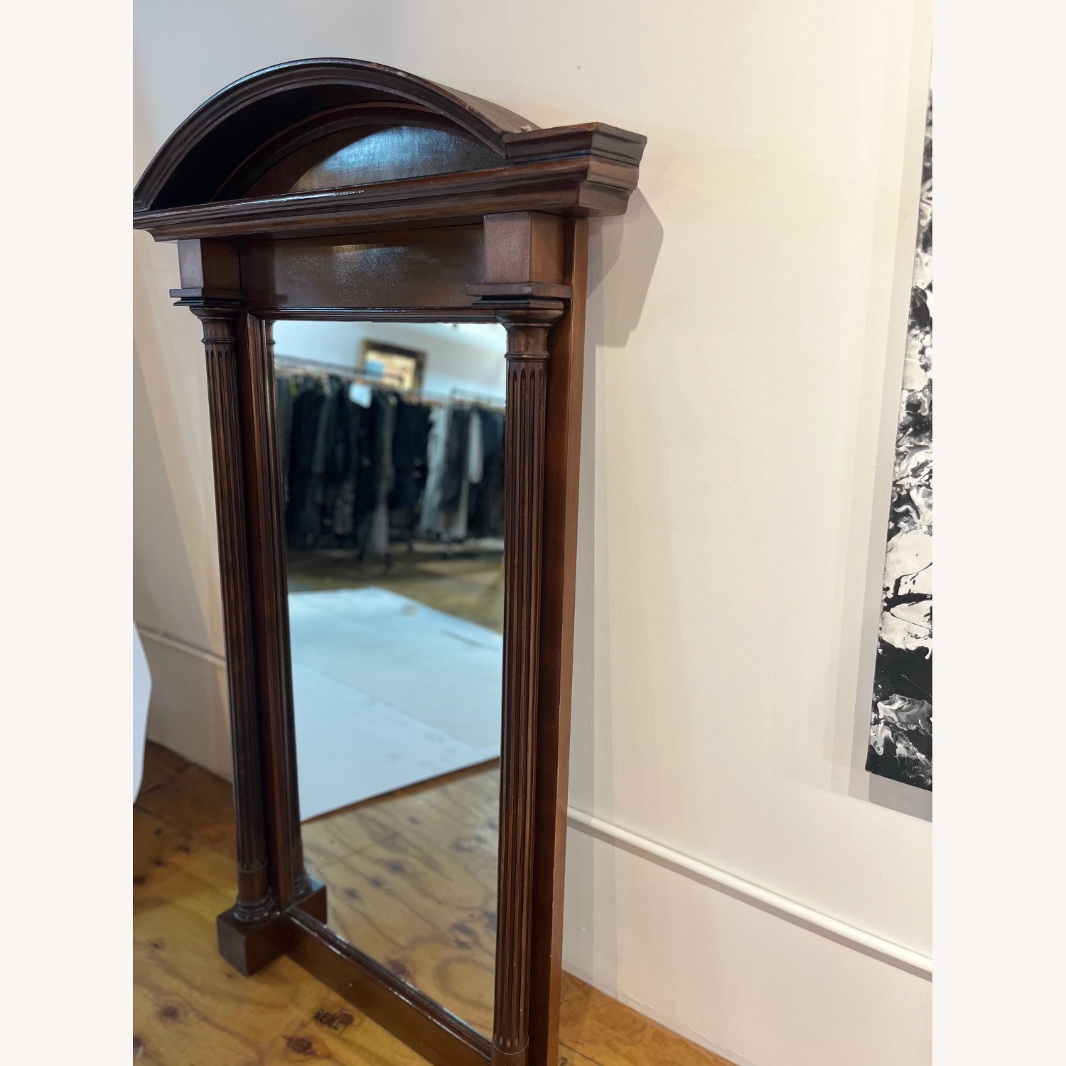 Vintage/Antique Finds Dark Brown Wood Wall Mirror - image-2