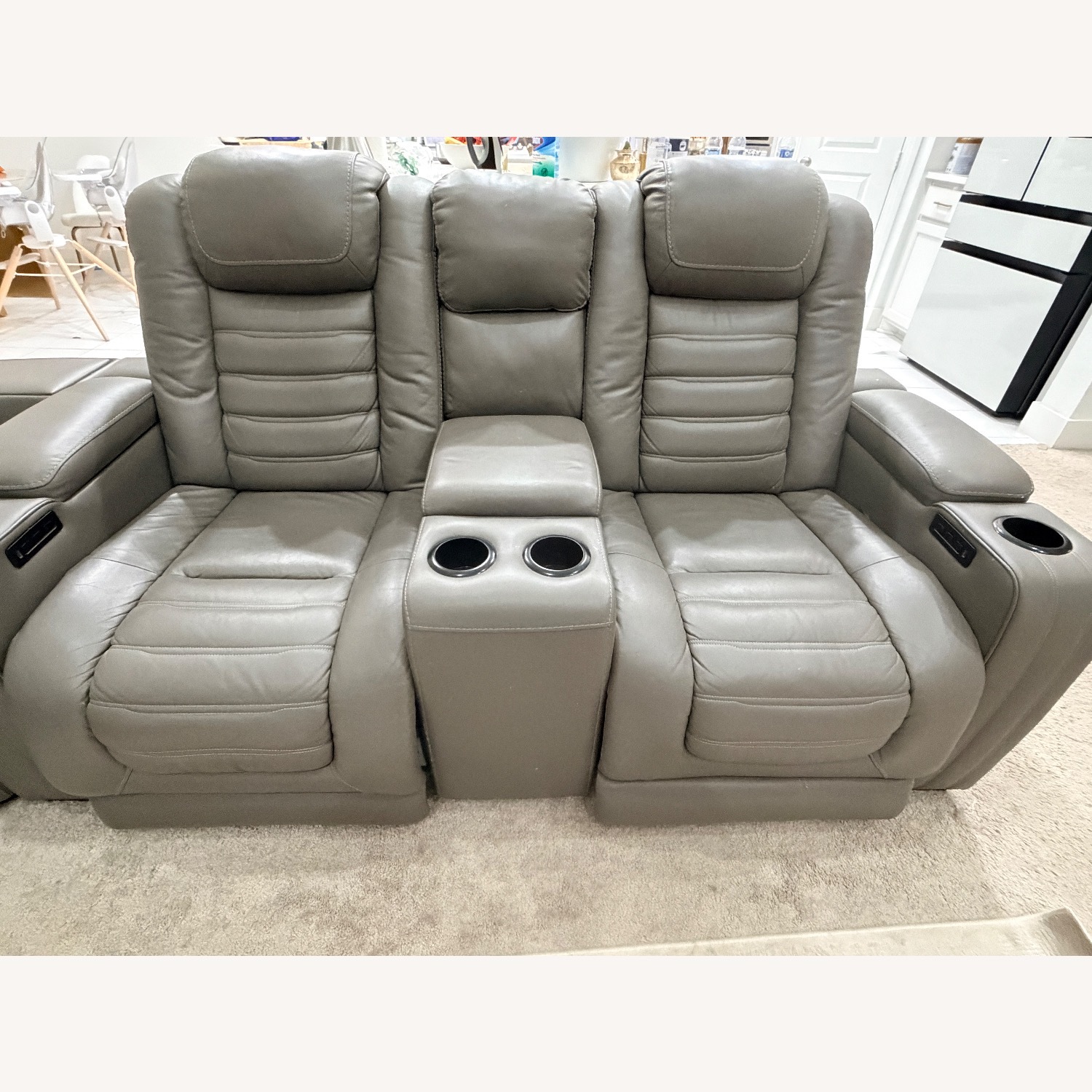 Dark Gray Faux Leather 3+ Piece Sectional - image-1